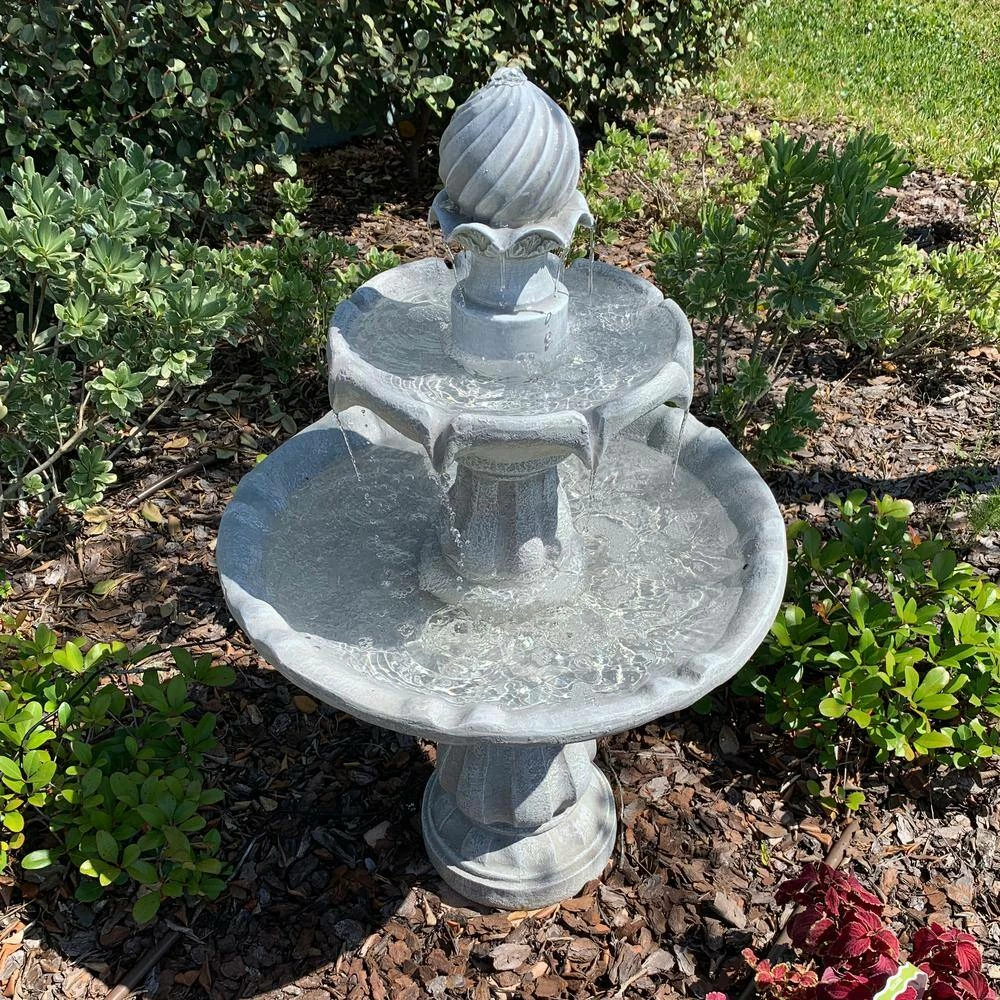 Sunnydaze Decor 2-Tier White Solar Outdoor Tiered Water Fountain with Battery Backup 10 Sunnydaze Decor 2-Tier White Solar Outdoor Tiered Water Fountain with Battery Backup - Image 10