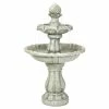 Sunnydaze Decor 2-Tier White Solar Outdoor Tiered Water Fountain with Battery Backup