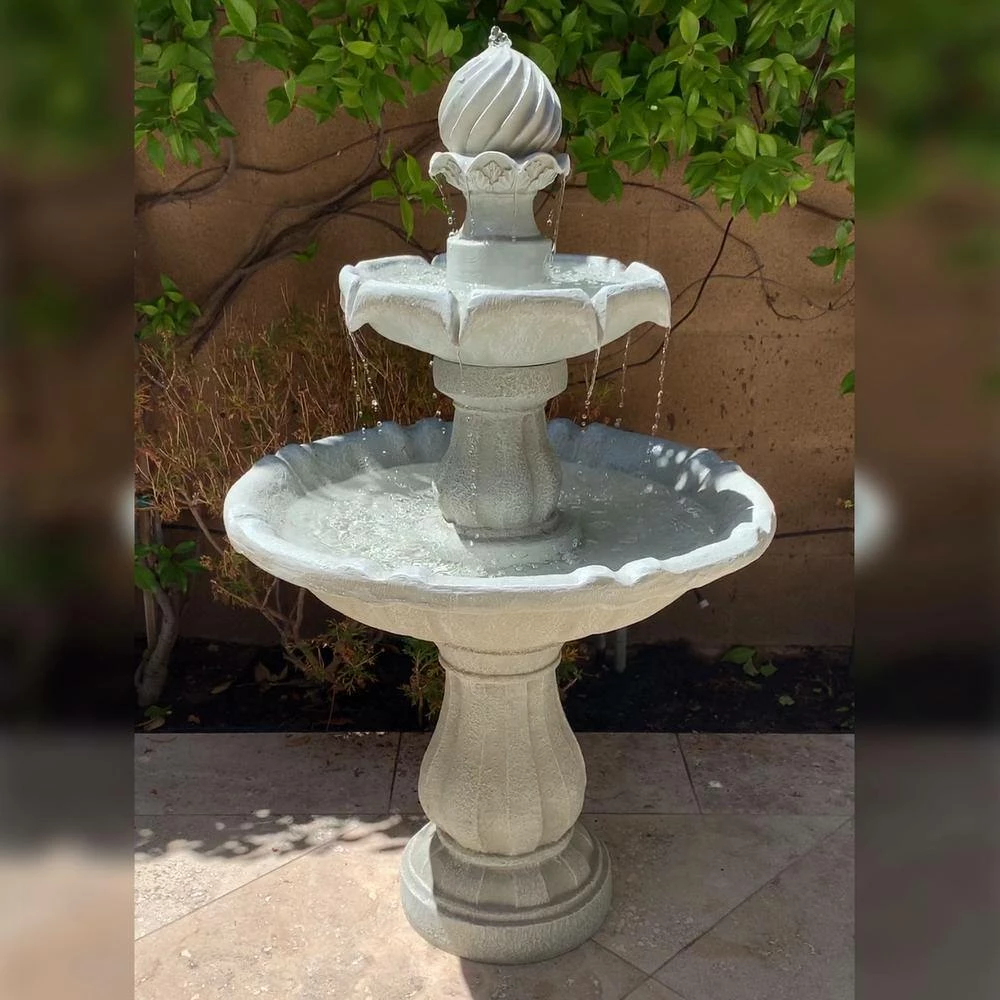 Sunnydaze Decor 2-Tier White Solar Outdoor Tiered Water Fountain with Battery Backup 8 Sunnydaze Decor 2-Tier White Solar Outdoor Tiered Water Fountain with Battery Backup - Image 8