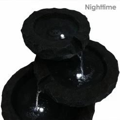 Sunnydaze Decor 17 in. 3-Tier Chiseled Basin Solar Outdoor Tiered Water Fountain with Battery Backup(7-Pieces) -Sunnydaze Decor Sales sunnydaze decor freestanding fountains amp f834 1f 1000