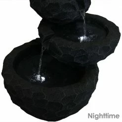 Sunnydaze Decor 17 in. 3-Tier Chiseled Basin Solar Outdoor Tiered Water Fountain with Battery Backup(7-Pieces) -Sunnydaze Decor Sales sunnydaze decor freestanding fountains amp f834 44 1000