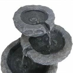 Sunnydaze Decor 17 in. 3-Tier Chiseled Basin Solar Outdoor Tiered Water Fountain with Battery Backup(7-Pieces) -Sunnydaze Decor Sales sunnydaze decor freestanding fountains amp f834 fa 1000