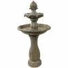 Sunnydaze Decor 2-Tier Earth Pineapple Solar Tiered Fountain with Battery Backup