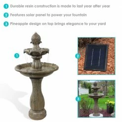 Sunnydaze Decor 2-Tier Earth Pineapple Solar Tiered Fountain with Battery Backup -Sunnydaze Decor Sales sunnydaze decor freestanding fountains amp f921 erth 66 1000