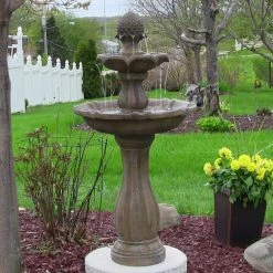 Sunnydaze Decor 2-Tier Earth Pineapple Solar Tiered Fountain with Battery Backup -Sunnydaze Decor Sales sunnydaze decor freestanding fountains amp f921 erth c3 1000
