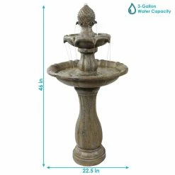 Sunnydaze Decor 2-Tier Earth Pineapple Solar Tiered Fountain with Battery Backup -Sunnydaze Decor Sales sunnydaze decor freestanding fountains amp f921 erth fa 1000