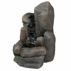 Sunnydaze Decor 22 in. Rock Falls Solar with Battery Backup Outdoor Cascade Water Fountain (2-Pieces)