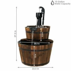Sunnydaze Decor 37 in. 2-Tier Rustic Wood Barrel Water Fountain with Hand Pump 14 Sunnydaze Decor 37 in. 2-Tier Rustic Wood Barrel Water Fountain with Hand Pump -Sunnydaze Decor Sales sunnydaze decor freestanding fountains dsl 055 76 1000