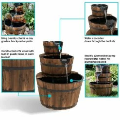 Sunnydaze Decor 30 in. 3-Tier Rustic Wood Barrel Outdoor Water Fountain 13 Sunnydaze Decor 30 in. 3-Tier Rustic Wood Barrel Outdoor Water Fountain -Sunnydaze Decor Sales sunnydaze decor freestanding fountains dsl 062 76 1000