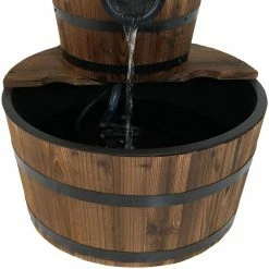 Sunnydaze Decor 23 in. 2-Tier Country Wood Barrel Outdoor Water Fountain -Sunnydaze Decor Sales sunnydaze decor freestanding fountains dsl 079 4f 1000