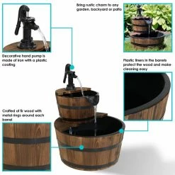Sunnydaze Decor 23 in. 2-Tier Country Wood Barrel Outdoor Water Fountain -Sunnydaze Decor Sales sunnydaze decor freestanding fountains dsl 079 fa 1000
