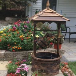 Sunnydaze Decor 48 in. Old-Fashioned Wood Wishing Well Outdoor Water Fountain -Sunnydaze Decor Sales sunnydaze decor freestanding fountains dsl 086 44 1000