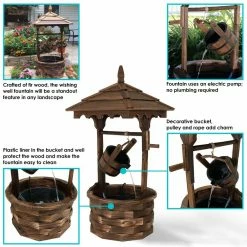 Sunnydaze Decor 48 in. Old-Fashioned Wood Wishing Well Outdoor Water Fountain -Sunnydaze Decor Sales sunnydaze decor freestanding fountains dsl 086 76 1000
