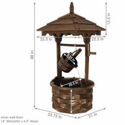 Sunnydaze Decor 48 in. Old-Fashioned Wood Wishing Well Outdoor Water Fountain -Sunnydaze Decor Sales sunnydaze decor freestanding fountains dsl 086 fa 1000