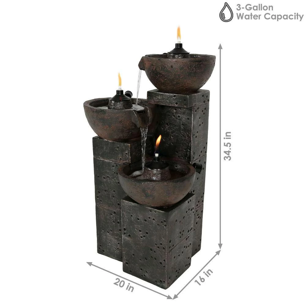 Sunnydaze Decor 3-Tier Burning Bowls Outdoor Waterfall Fountain 4 Sunnydaze Decor 3-Tier Burning Bowls Outdoor Waterfall Fountain - Image 4