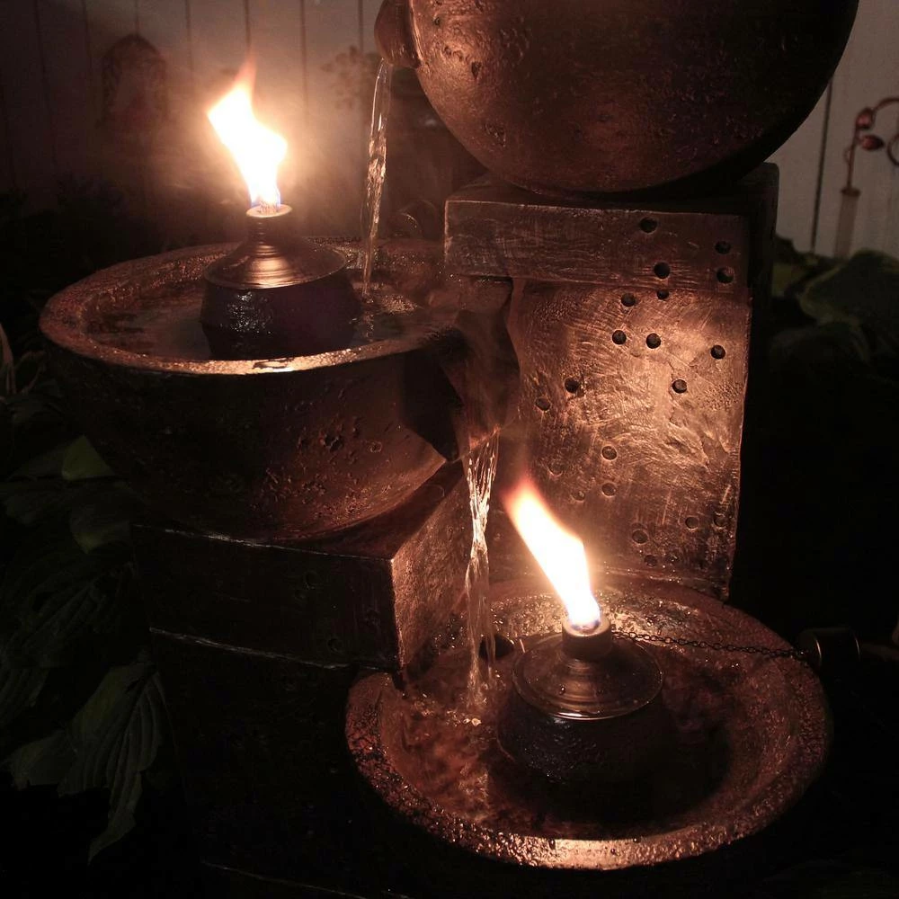 Sunnydaze Decor 3-Tier Burning Bowls Outdoor Waterfall Fountain 6 Sunnydaze Decor 3-Tier Burning Bowls Outdoor Waterfall Fountain - Image 6