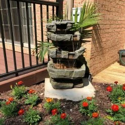 Sunnydaze Decor 31 in. Outdoor Large Rock Quarry Waterfall Fountain with LED Lights -Sunnydaze Decor Sales sunnydaze decor freestanding fountains dw 34053 44 1000