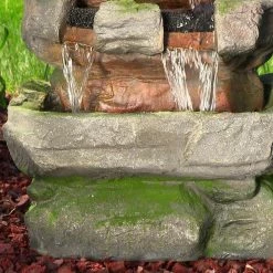 Sunnydaze Decor 31 in. Outdoor Large Rock Quarry Waterfall Fountain with LED Lights -Sunnydaze Decor Sales sunnydaze decor freestanding fountains dw 34053 4f 1000