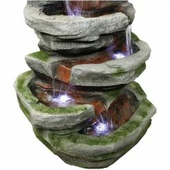 Sunnydaze Decor 31 in. Lighted Cobblestone Waterfall Fountain with LED Lights -Sunnydaze Decor Sales sunnydaze decor freestanding fountains dw 34079 76 1000
