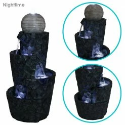 Sunnydaze Decor 32 in. Hewn Spiral Tower Outdoor Water Fountain with LED Lights -Sunnydaze Decor Sales sunnydaze decor freestanding fountains dw 512 4f 1000