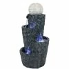 Sunnydaze Decor 32 in. Hewn Spiral Tower Outdoor Water Fountain with LED Lights