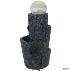 Sunnydaze Decor 32 in. Hewn Spiral Tower Outdoor Water Fountain with LED Lights -Sunnydaze Decor Sales sunnydaze decor freestanding fountains dw 512 fa 1000