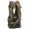 Sunnydaze Decor 32 in. Mystical Waterfall Tree Trunk Outdoor Water Fountain with LED Lights