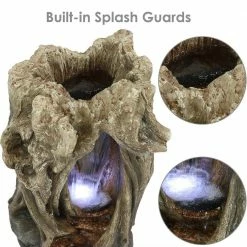 Sunnydaze Decor 32 in. Mystical Waterfall Tree Trunk Outdoor Water Fountain with LED Lights -Sunnydaze Decor Sales sunnydaze decor freestanding fountains dw 520 fa 1000