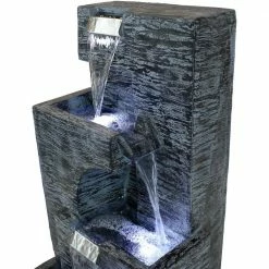 Sunnydaze Decor 32 in. Contemporary Cascading Tower Water Fountain with LED Lights -Sunnydaze Decor Sales sunnydaze decor freestanding fountains dw 536 1f 1000