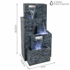 Sunnydaze Decor 32 in. Contemporary Cascading Tower Water Fountain with LED Lights -Sunnydaze Decor Sales sunnydaze decor freestanding fountains dw 536 4f 1000