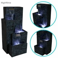 Sunnydaze Decor 32 in. Contemporary Cascading Tower Water Fountain with LED Lights -Sunnydaze Decor Sales sunnydaze decor freestanding fountains dw 536 c3 1000