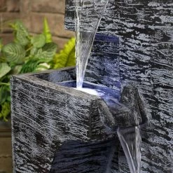 Sunnydaze Decor 32 in. Contemporary Cascading Tower Water Fountain with LED Lights -Sunnydaze Decor Sales sunnydaze decor freestanding fountains dw 536 fa 1000
