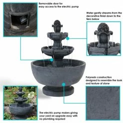 Sunnydaze Decor 34 in. 3-Tiered Budding Fruition Outdoor Water Fountain -Sunnydaze Decor Sales sunnydaze decor freestanding fountains fc 22631 44 1000