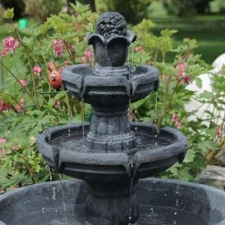 Sunnydaze Decor 34 in. 3-Tiered Budding Fruition Outdoor Water Fountain -Sunnydaze Decor Sales sunnydaze decor freestanding fountains fc 22631 4f 1000