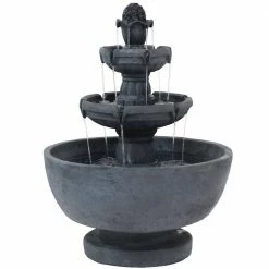 Sunnydaze Decor 34 in. 3-Tiered Budding Fruition Outdoor Water Fountain