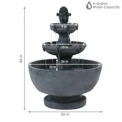 Sunnydaze Decor 34 in. 3-Tiered Budding Fruition Outdoor Water Fountain -Sunnydaze Decor Sales sunnydaze decor freestanding fountains fc 22631 fa 1000