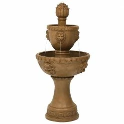 Sunnydaze Decor 41 in. 2-Tier Contemporary Lion Outdoor Water Fountain