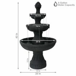 Sunnydaze Decor 43 in. 3-Tiered Flower Blossom Electric Fountain in Black 13 Sunnydaze Decor 43 in. 3-Tiered Flower Blossom Electric Fountain in Black -Sunnydaze Decor Sales sunnydaze decor freestanding fountains fc 73643 blk 76 1000