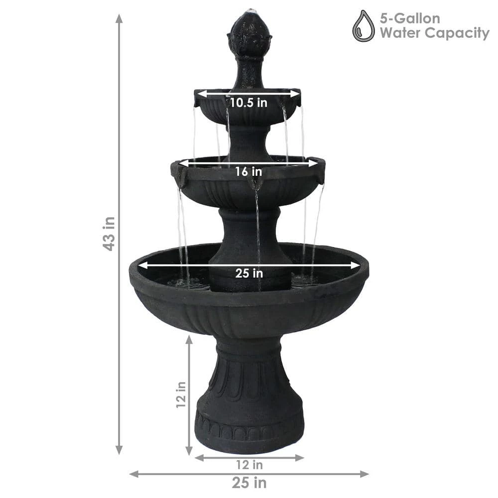 Sunnydaze Decor 43 in. 3-Tiered Flower Blossom Electric Fountain in Black 7 Sunnydaze Decor 43 in. 3-Tiered Flower Blossom Electric Fountain in Black - Image 7