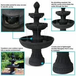Sunnydaze Decor 43 in. 3-Tiered Flower Blossom Electric Fountain in Black 12 Sunnydaze Decor 43 in. 3-Tiered Flower Blossom Electric Fountain in Black -Sunnydaze Decor Sales sunnydaze decor freestanding fountains fc 73643 blk fa 1000