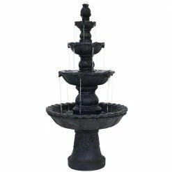 Sunnydaze Decor 4-Tier Electric Pineapple Water Fountain in Black