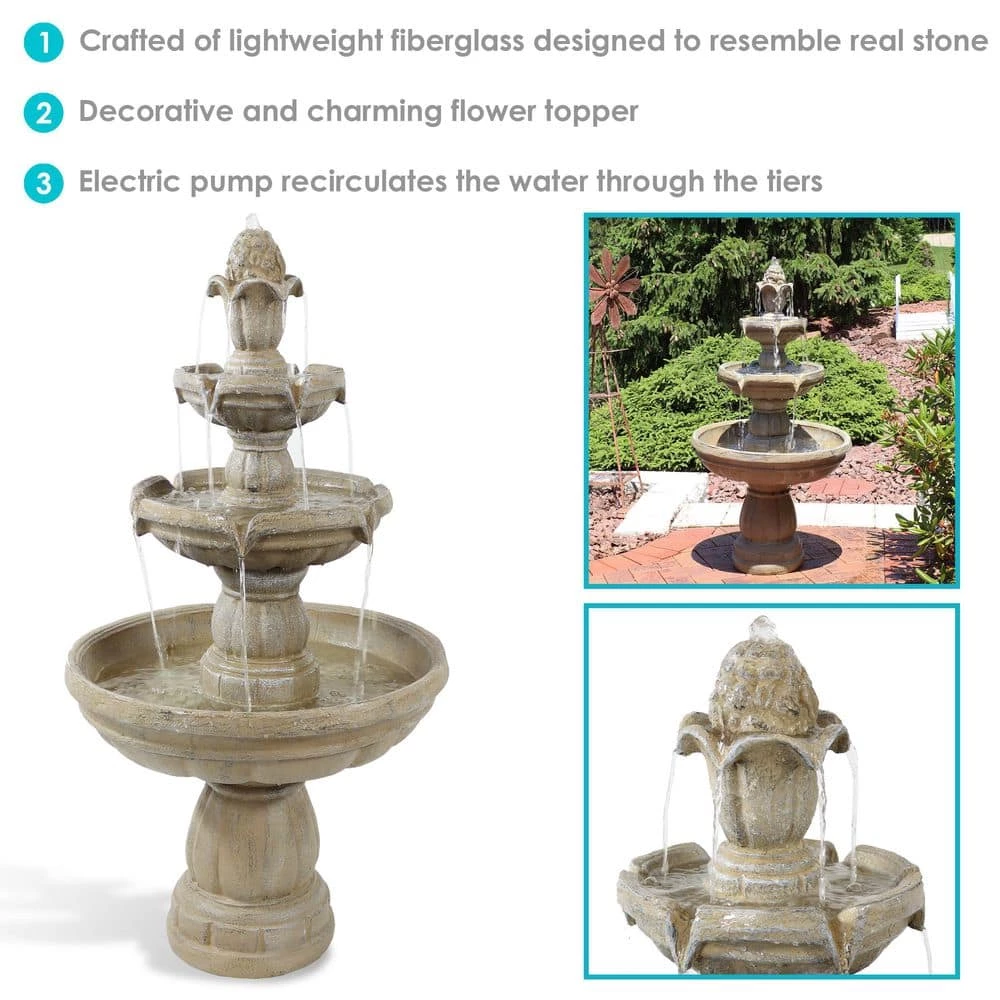 Sunnydaze Decor 48 in. 3-Tier Outdoor Water Fountain 5 Sunnydaze Decor 48 in. 3-Tier Outdoor Water Fountain - Image 5