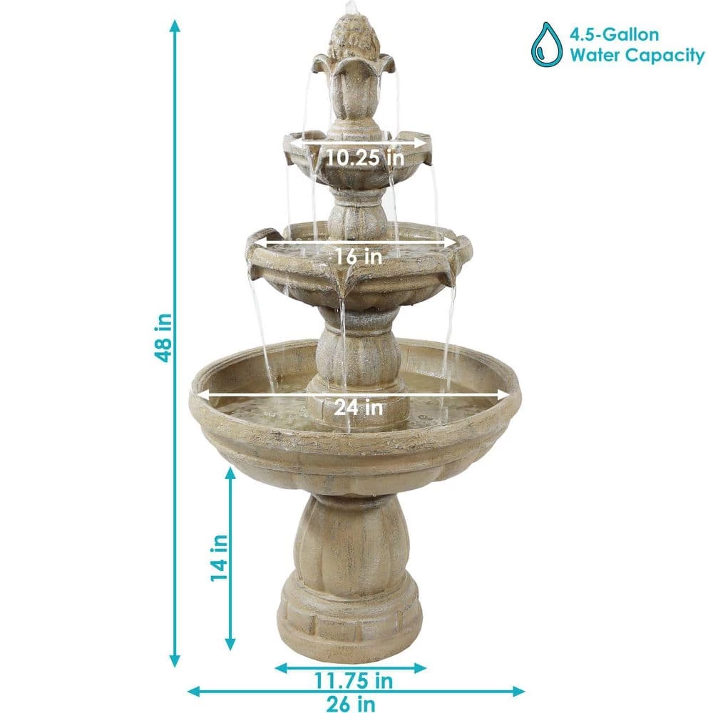 Sunnydaze Decor 48 in. 3-Tier Outdoor Water Fountain 4 Sunnydaze Decor 48 in. 3-Tier Outdoor Water Fountain - Image 4