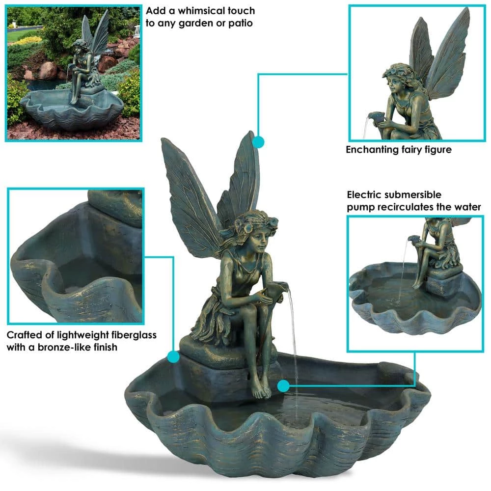 Sunnydaze Decor 30 in. Cascading Fairy Shell Outdoor Water Fountain 6 Sunnydaze Decor 30 in. Cascading Fairy Shell Outdoor Water Fountain - Image 6