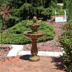 Sunnydaze Decor 38 in. 2-Tier Blooming Flower Outdoor Water Fountain -Sunnydaze Decor Sales sunnydaze decor freestanding fountains gsi 707 31 1000