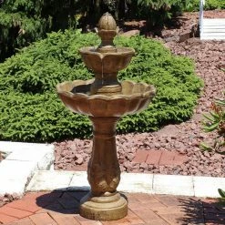 Sunnydaze Decor 38 in. 2-Tier Blooming Flower Outdoor Water Fountain -Sunnydaze Decor Sales sunnydaze decor freestanding fountains gsi 707 c3 1000