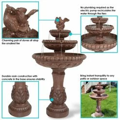 Sunnydaze Decor 43 in. 3-Tier Dove Pair Outdoor Water Fountain -Sunnydaze Decor Sales sunnydaze decor freestanding fountains gsi 774 44 1000