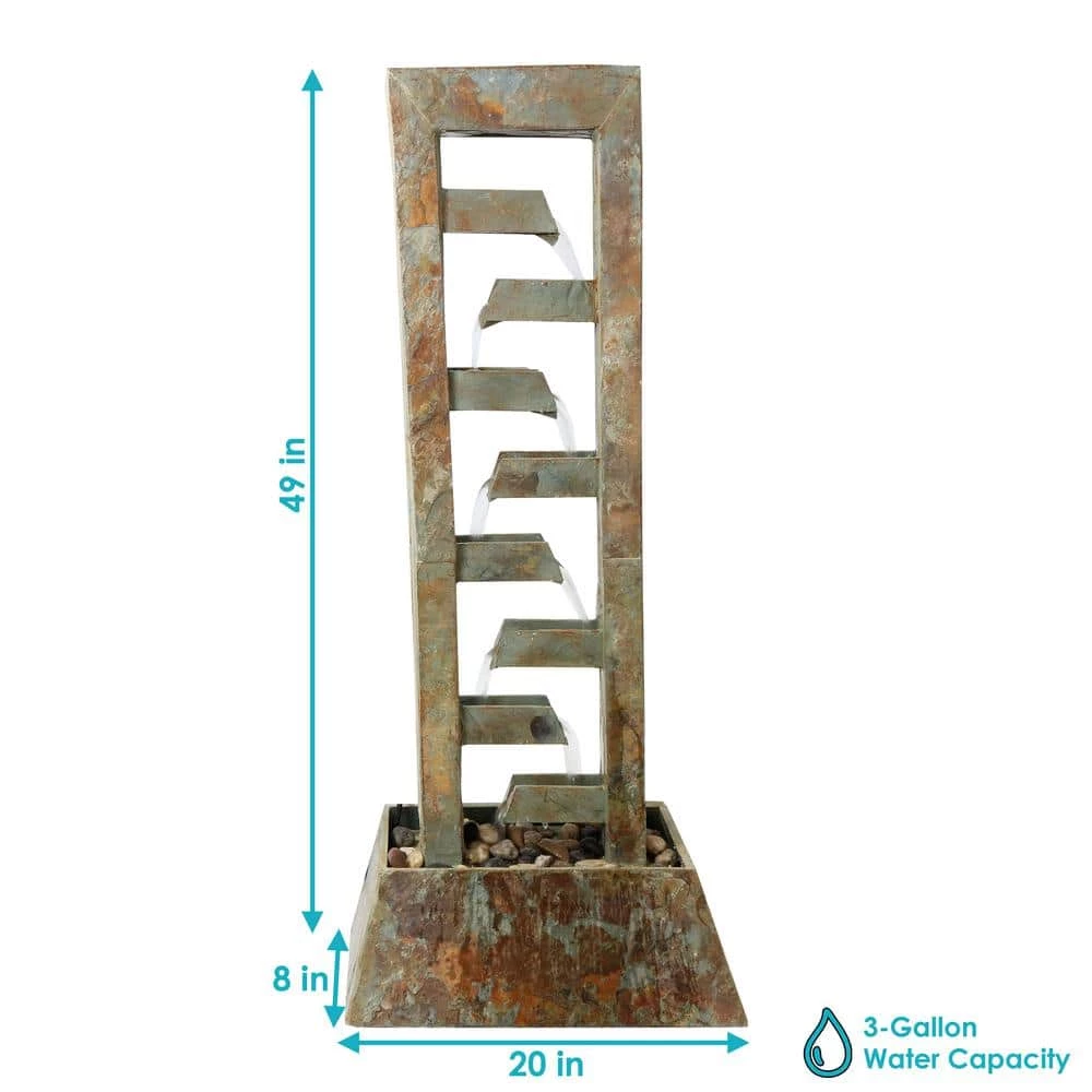 Sunnydaze Decor 49 in. Stacked Slate Freestanding Garden Water Fountain 3 Sunnydaze Decor 49 in. Stacked Slate Freestanding Garden Water Fountain - Image 3