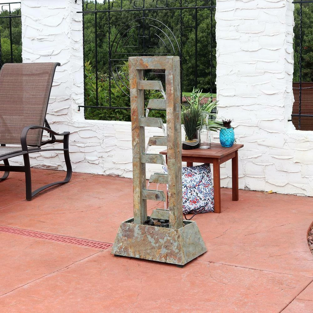 Sunnydaze Decor 49 in. Stacked Slate Freestanding Garden Water Fountain 2 Sunnydaze Decor 49 in. Stacked Slate Freestanding Garden Water Fountain - Image 2