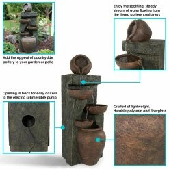 Sunnydaze Decor 39 in. Earthenware Pottery Stream Outdoor Water Cascading Fountain -Sunnydaze Decor Sales sunnydaze decor freestanding fountains lzh 034 1f 1000